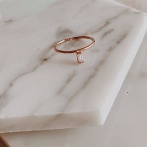 18k Rose Gold Filled plated baguette ring